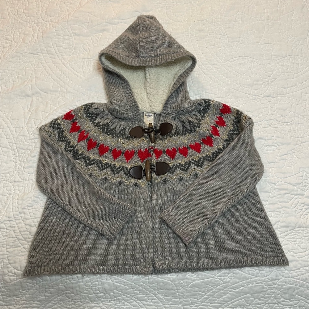 Adorable Oshkosh Sweater with Nordic & Heart Details